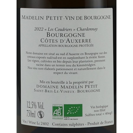 Dom.Madelin PETIT aop Bourgogne Côtes d'Auxerre blanc 75cl