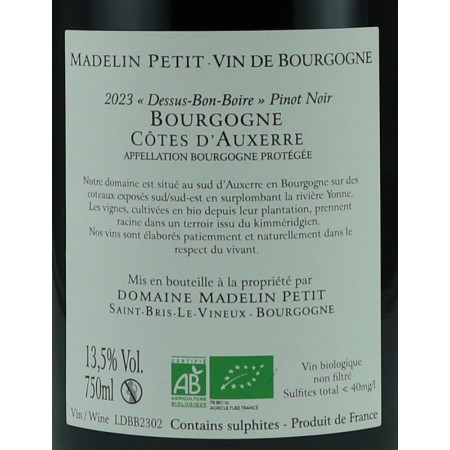 Dom.Madelin PETIT aop Bourgogne Côtes d'Auxerre rouge 75cl