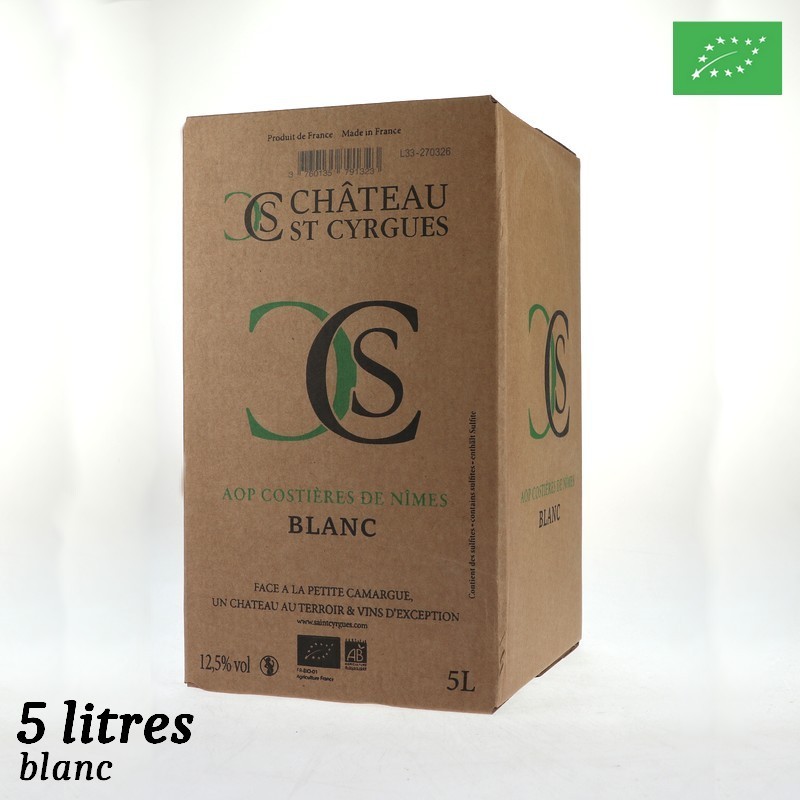 Château St Cyrgues aop Costières de Nîmes BIB blanc 5L